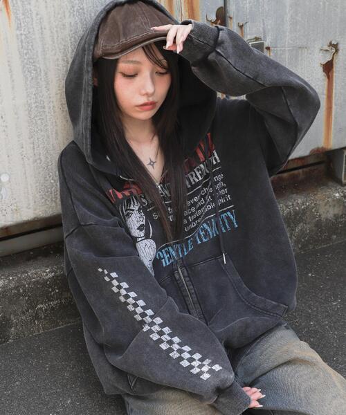 WEGO（ウィゴー）の「WEGO/パウダーブリーチグラフィックZIPパーカー（パーカー・メンズ・その他3/その他2/その他1・LARGE/MEDIUM）」の3枚目の写真