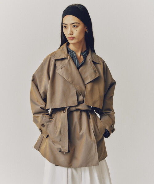 Firsthand(ファーストハンド)の「Firsthand/ファーストハンド ミドル丈 T/Cシャンブレー トレンチコート(トレンチコート・レディース・サックスブルー/ピンク/ベージュ・FREE)」の5枚目の写真