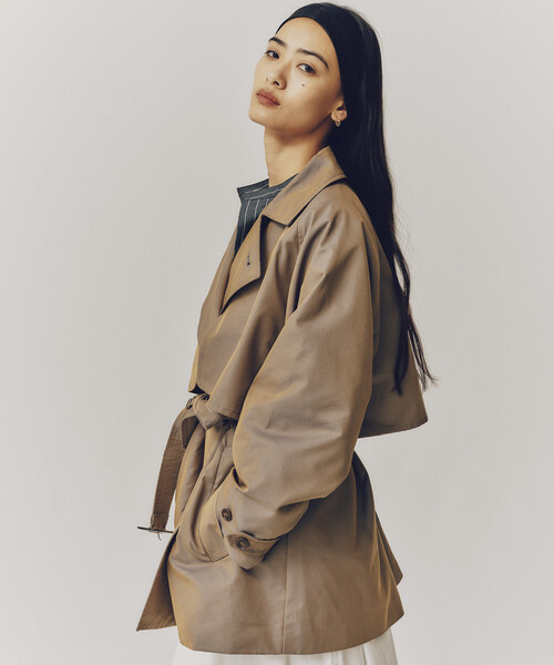 Firsthand(ファーストハンド)の「Firsthand/ファーストハンド ミドル丈 T/Cシャンブレー トレンチコート(トレンチコート・レディース・サックスブルー/ピンク/ベージュ・FREE)」の6枚目の写真