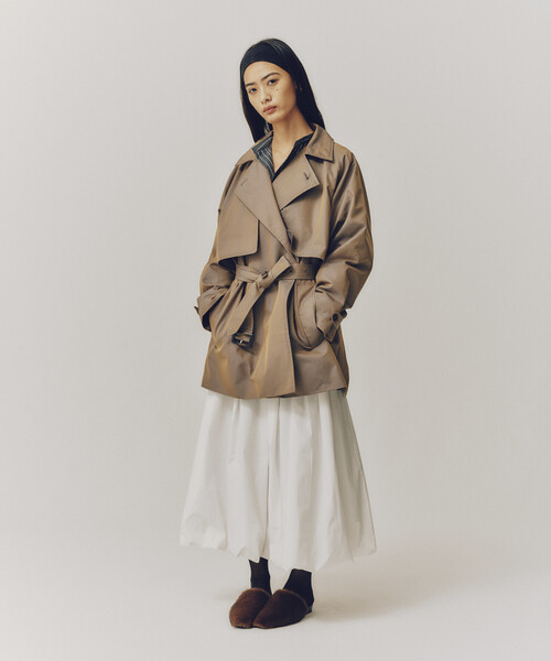 Firsthand(ファーストハンド)の「Firsthand/ファーストハンド ミドル丈 T/Cシャンブレー トレンチコート(トレンチコート・レディース・サックスブルー/ピンク/ベージュ・FREE)」の7枚目の写真