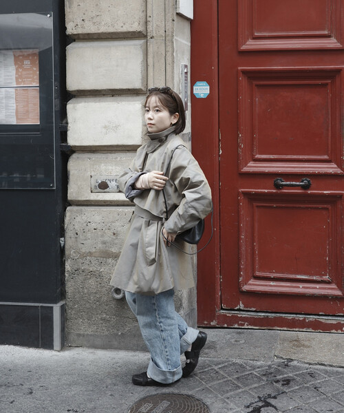 Firsthand(ファーストハンド)の「Firsthand/ファーストハンド ミドル丈 T/Cシャンブレー トレンチコート(トレンチコート・レディース・サックスブルー/ピンク/ベージュ・FREE)」の8枚目の写真