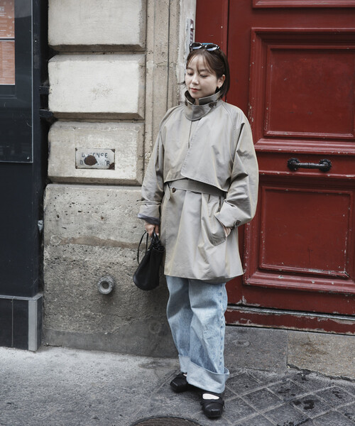 Firsthand(ファーストハンド)の「Firsthand/ファーストハンド ミドル丈 T/Cシャンブレー トレンチコート(トレンチコート・レディース・サックスブルー/ピンク/ベージュ・FREE)」の9枚目の写真