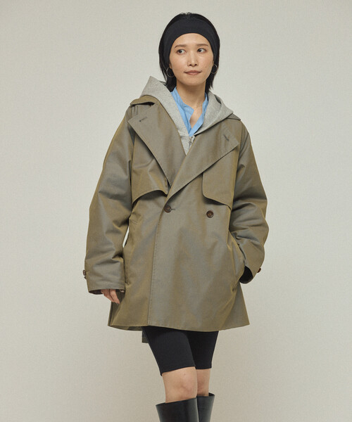 Firsthand(ファーストハンド)の「Firsthand/ファーストハンド ミドル丈 T/Cシャンブレー トレンチコート(トレンチコート・レディース・サックスブルー/ピンク/ベージュ・FREE)」の12枚目の写真