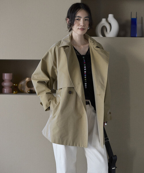 Firsthand(ファーストハンド)の「Firsthand/ファーストハンド ミドル丈 T/Cシャンブレー トレンチコート(トレンチコート・レディース・サックスブルー/ピンク/ベージュ・FREE)」の13枚目の写真