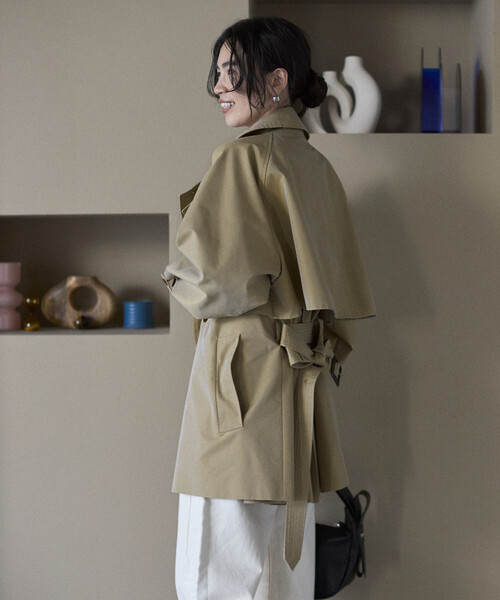 Firsthand(ファーストハンド)の「Firsthand/ファーストハンド ミドル丈 T/Cシャンブレー トレンチコート(トレンチコート・レディース・サックスブルー/ピンク/ベージュ・FREE)」の18枚目の写真