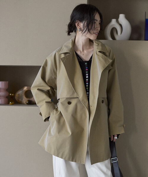 Firsthand(ファーストハンド)の「Firsthand/ファーストハンド ミドル丈 T/Cシャンブレー トレンチコート(トレンチコート・レディース・サックスブルー/ピンク/ベージュ・FREE)」の19枚目の写真