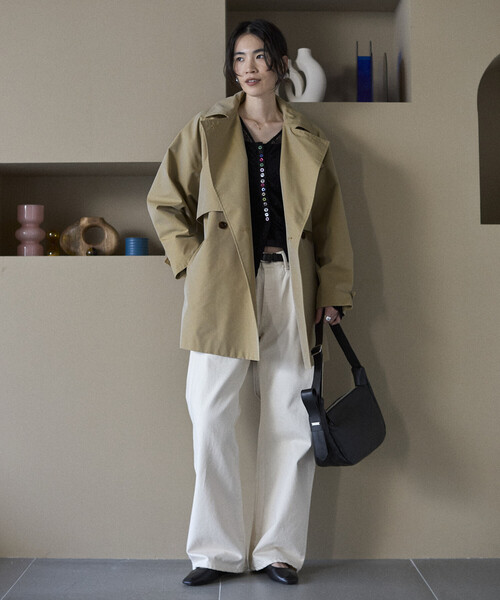 Firsthand(ファーストハンド)の「Firsthand/ファーストハンド ミドル丈 T/Cシャンブレー トレンチコート(トレンチコート・レディース・サックスブルー/ピンク/ベージュ・FREE)」の21枚目の写真