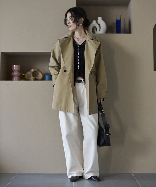 Firsthand(ファーストハンド)の「Firsthand/ファーストハンド ミドル丈 T/Cシャンブレー トレンチコート(トレンチコート・レディース・サックスブルー/ピンク/ベージュ・FREE)」の22枚目の写真