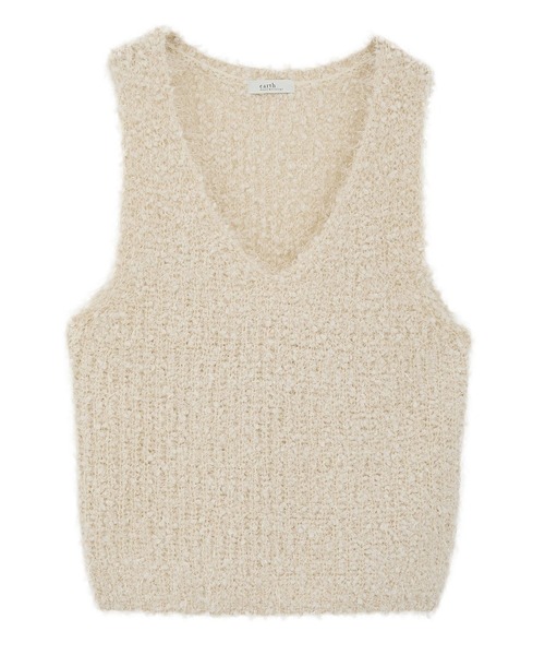 earth music&ecology(アースミュージックアンドエコロジー)の「ポンポンヤーンベスト(ベスト・レディース・アイボリー/ライトグレー/モカ・FREE)」の4枚目の写真