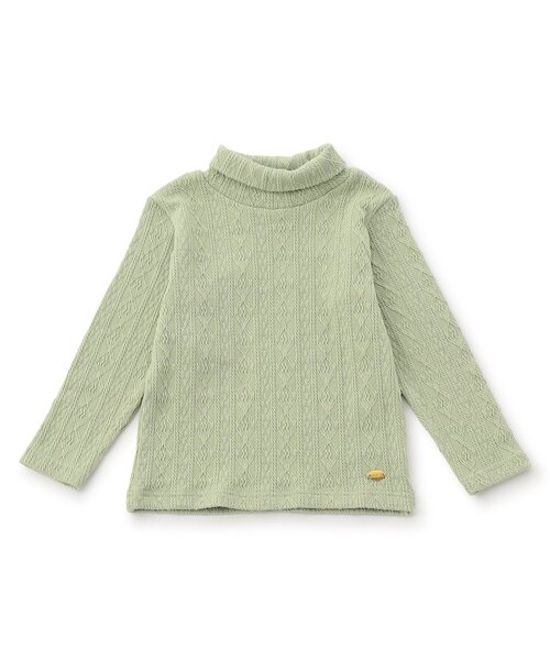 Seraph（セラフ）の「【ジュニア対応】ケーブルジャガードハイネックトップス（Tシャツ/カットソー・キッズ・ブラウン/ピンク/ミント/アイボリー・80/90/100/110/120/130/140）」の3枚目の写真