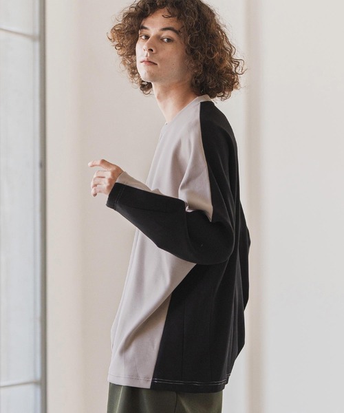mlt5412- フロントバック配色ポンチカットソー（Tシャツ/カットソー