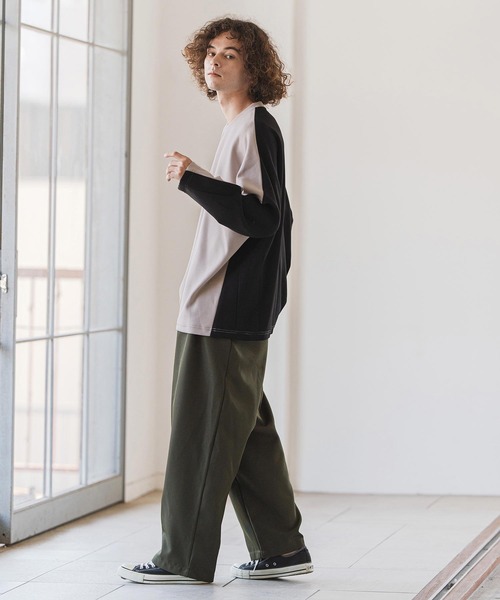 mlt5412- フロントバック配色ポンチカットソー（Tシャツ/カットソー 