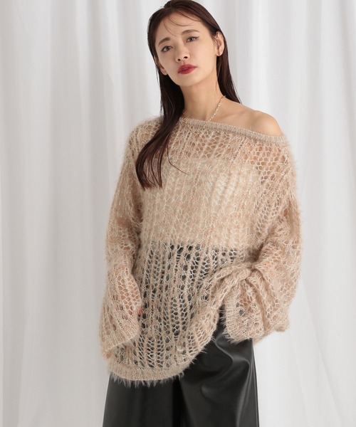 mysty woman（ミスティウーマン）の「モヘヤライクスカシニット 582023（ニット/セーター・レディース・ブルー/ベージュ/ブラウン・FREE）」の3枚目の写真