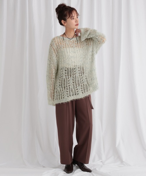 mysty woman（ミスティウーマン）の「モヘヤライクスカシニット 582023（ニット/セーター・レディース・ブルー/ベージュ/ブラウン・FREE）」の5枚目の写真