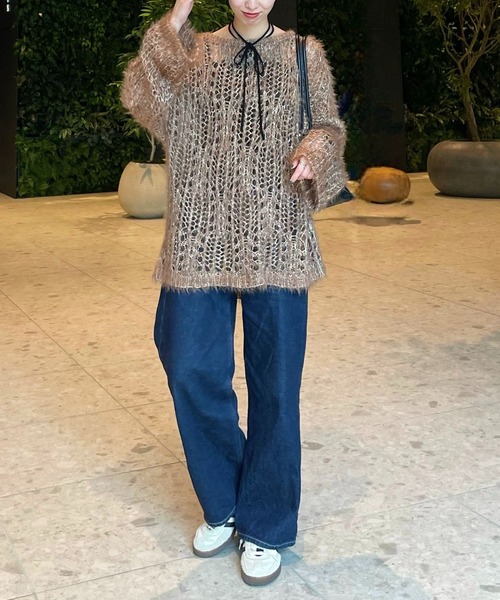 mysty woman（ミスティウーマン）の「モヘヤライクスカシニット 582023（ニット/セーター・レディース・ブルー/ベージュ/ブラウン・FREE）」の20枚目の写真