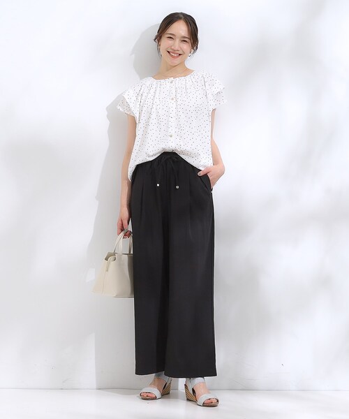 DRESKIP（ドレスキップ）の「【着丈選べる/S-LL】触れる度ひんやり ゆるきれい イージーワイドパンツ（その他パンツ・レディース・ブラック/ダークブラウン・02/03/40/04/36/42/01/38）」の6枚目の写真