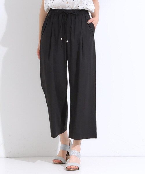 DRESKIP（ドレスキップ）の「【着丈選べる/S-LL】触れる度ひんやり ゆるきれい イージーワイドパンツ（その他パンツ・レディース・ブラック/ダークブラウン・02/03/40/04/36/42/01/38）」の5枚目の写真