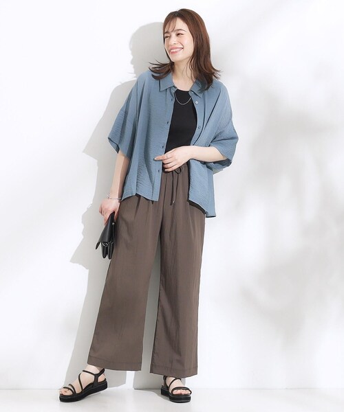 DRESKIP（ドレスキップ）の「【着丈選べる/S-LL】触れる度ひんやり ゆるきれい イージーワイドパンツ（その他パンツ・レディース・ブラック/ダークブラウン・02/03/40/04/36/42/01/38）」の18枚目の写真