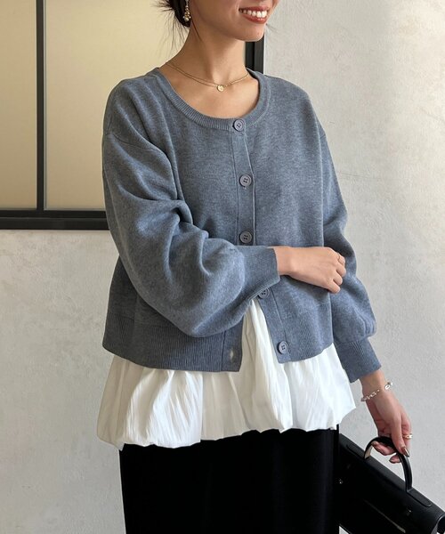 Chez toi（シェトワ）の「ペプラムインナーSETニットカーディガン（カーディガン/ボレロ・レディース・モカ/ブラック/グレー・FREE）」の2枚目の写真