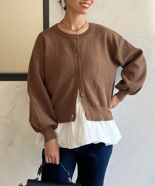 Chez toi（シェトワ）の「ペプラムインナーSETニットカーディガン（カーディガン/ボレロ・レディース・モカ/ブラック/グレー・FREE）」の3枚目の写真