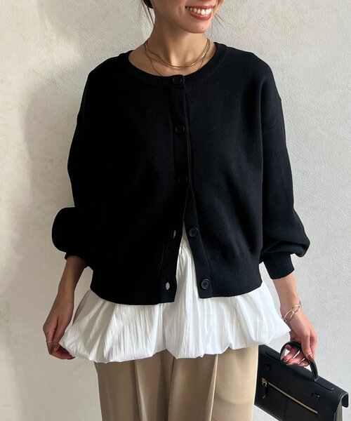 Chez toi（シェトワ）の「ペプラムインナーSETニットカーディガン（カーディガン/ボレロ・レディース・モカ/ブラック/グレー・FREE）」の4枚目の写真