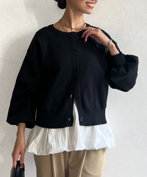Chez toi（シェトワ）の「ペプラムインナーSETニットカーディガン（カーディガン/ボレロ・レディース・モカ/ブラック/グレー・FREE）」の6枚目の写真