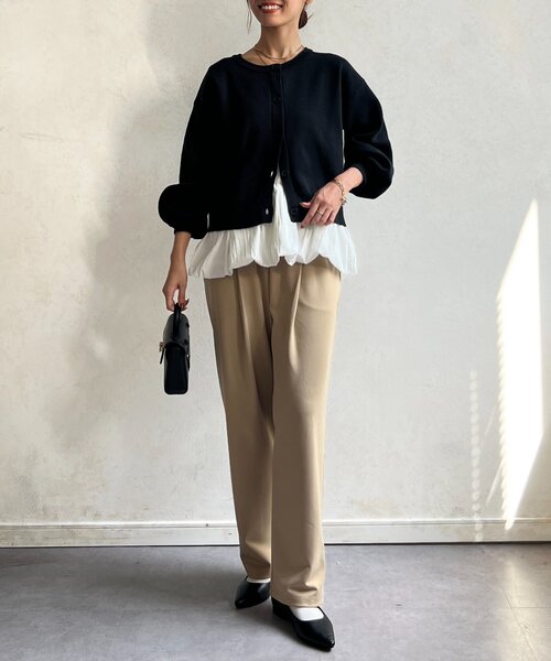 Chez toi（シェトワ）の「ペプラムインナーSETニットカーディガン（カーディガン/ボレロ・レディース・モカ/ブラック/グレー・FREE）」の13枚目の写真