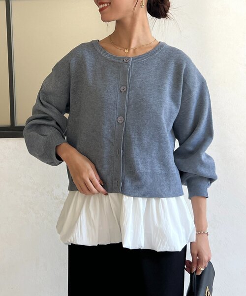 Chez toi（シェトワ）の「ペプラムインナーSETニットカーディガン（カーディガン/ボレロ・レディース・モカ/ブラック/グレー・FREE）」の21枚目の写真