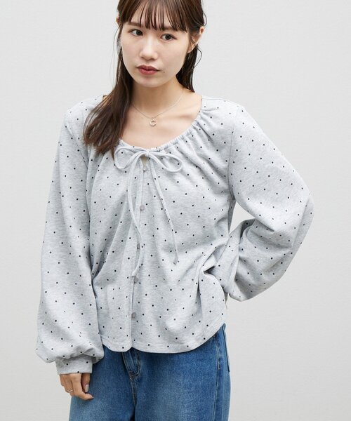 DISCOAT(ディスコート)の「【umm.】ギャザーリボンプルオーバー(Tシャツ/カットソー・レディース・ネイビー/グレー・FREE)」の12枚目の写真