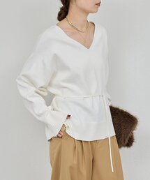 GALLARDAGALANTE ホワイト Vネック ニット GALLARDAGALANTE ニット セーター 深Vニットプルオーバー