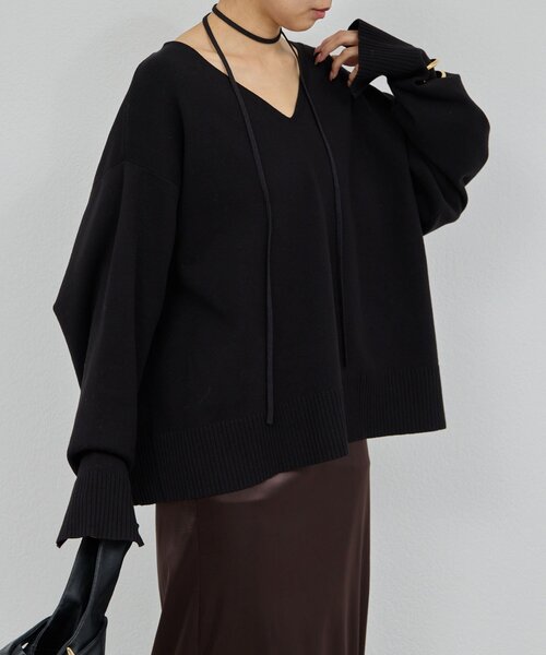 ハナ♡　Wニット ブラック セール】バイパチポンチョライクBIGニットプルオーバー（ニット