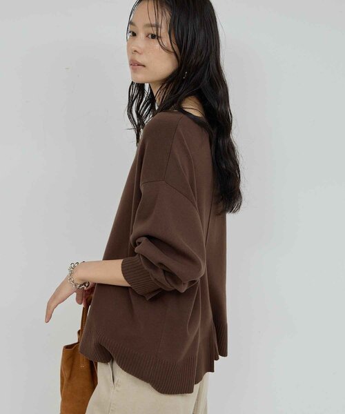 CHIKAコラボ】【時短】タイ付き総針Vネックニット（ニット/セーター