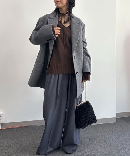 セール】【CHIKAコラボ】タイ付き総針Vネックニット（ニット/セーター