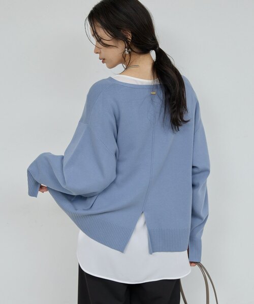 セール】【CHIKAコラボ】【着やせ×時短おしゃれ】タイ付き総針Vネック