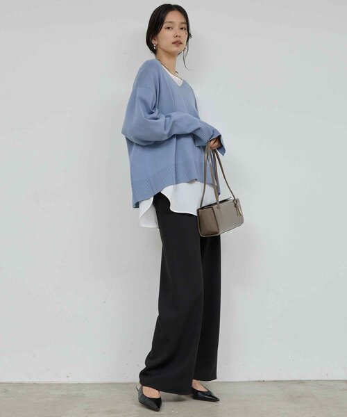 セール】【CHIKAコラボ】タイ付き総針Vネックニット（ニット/セーター