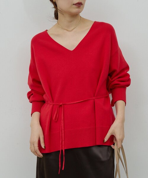 セール】【CHIKAコラボ】タイ付き総針Vネックニット（ニット/セーター