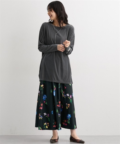 nissen（ニッセン）の「シアーベロアオーバーサイズトップス＜大きいサイズ有＞（Tシャツ/カットソー・レディース・モカ/チャコールグレー/ブルー/アイボリー/ブラック・S/M/L/LL）」の9枚目の写真