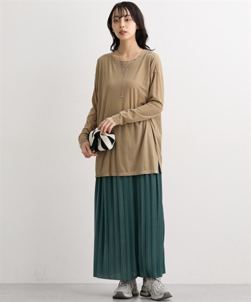 nissen（ニッセン）の「シアーベロアオーバーサイズトップス＜大きいサイズ有＞（Tシャツ/カットソー・レディース・モカ/チャコールグレー/ブルー/アイボリー/ブラック・S/M/L/LL）」の11枚目の写真