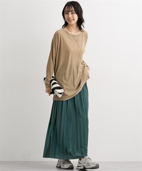 nissen（ニッセン）の「シアーベロアオーバーサイズトップス＜大きいサイズ有＞（Tシャツ/カットソー・レディース・モカ/チャコールグレー/ブルー/アイボリー/ブラック・S/M/L/LL）」の12枚目の写真