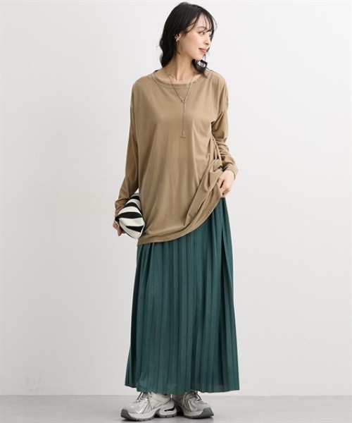 nissen（ニッセン）の「シアーベロアオーバーサイズトップス＜大きいサイズ有＞（Tシャツ/カットソー・レディース・モカ/チャコールグレー/ブルー/アイボリー/ブラック・S/M/L/LL）」の10枚目の写真