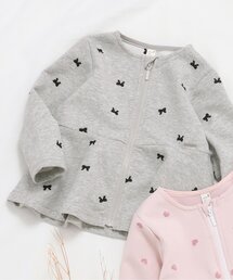 apres les cours | 【ジュニア対応】ハート・リボン刺繍ペプラムジャケット(カーディガン/ボレロ)