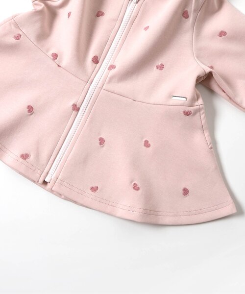 apres les cours（アプレレクール）の「【ジュニア対応】ハート・リボン刺繍ペプラムジャケット（カーディガン/ボレロ・キッズ・グレー/ピンク・90/100/110/120/130/140/80）」の10枚目の写真