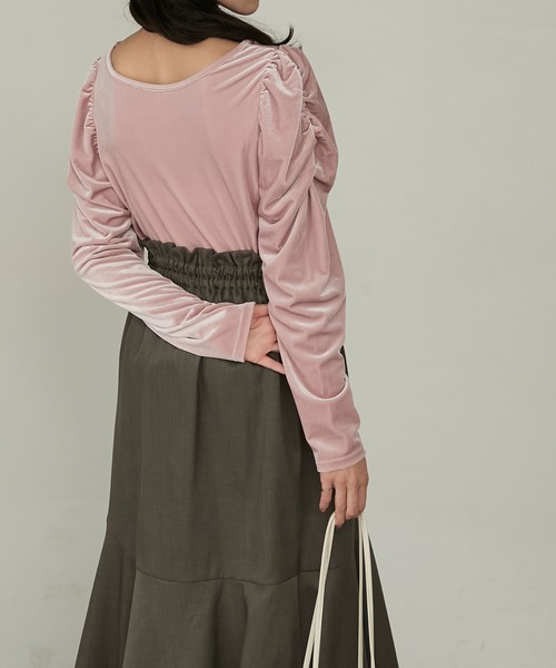 Cherir Mignon(シェリルミニョン)の「【Cherir Mignon】マルチウェイギャザーショルダーベロアプルオーバー(Tシャツ/カットソー・レディース・ミント/ブラウン/ピンク/ブラック・FREE)」の17枚目の写真