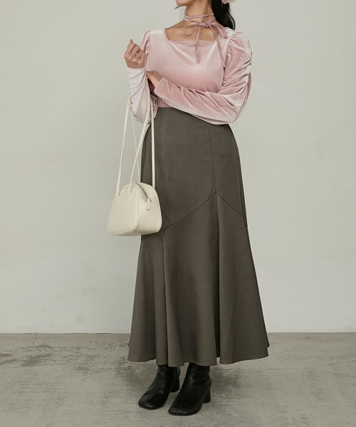 Cherir Mignon(シェリルミニョン)の「【Cherir Mignon】マルチウェイギャザーショルダーベロアプルオーバー(Tシャツ/カットソー・レディース・ミント/ブラウン/ピンク/ブラック・FREE)」の20枚目の写真