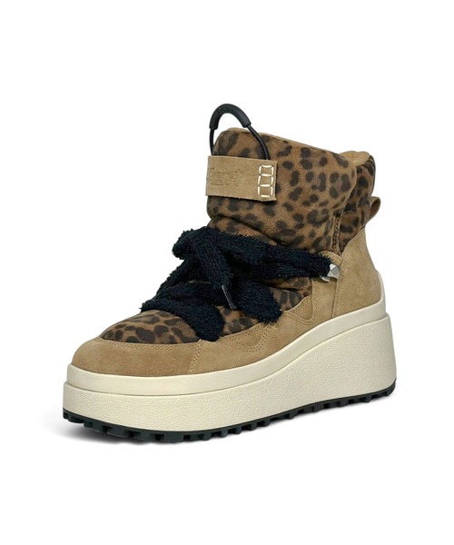 ASH（アッシュ）の「ASH/アッシュ【OREGON】厚底レオパードスニーカーブーツ ウェッジヒール リボンシューレース スタッズ 8cmヒール（ブーツ・レディース・レオパード・39/38/37/36）」の3枚目の写真