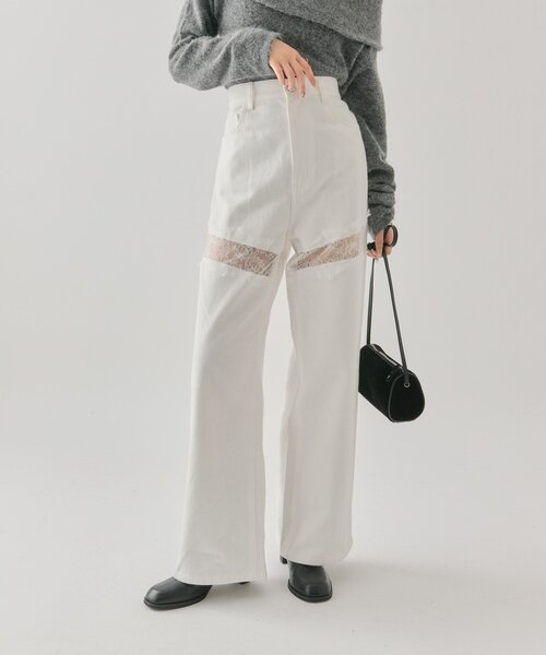 本日限定価格★mystic レース切り替えデニム　サイズ2 本日限定価格☆mystic レース切り替えデニム サイズ2