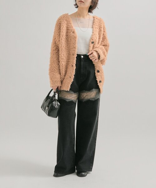 ウエスト調整可能！】レース切替デニム（デニムパンツ）｜mystic