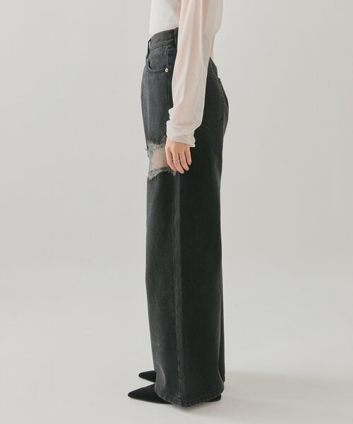 mystic（ミスティック）の「【ウエスト調整可能！】レース切替デニム