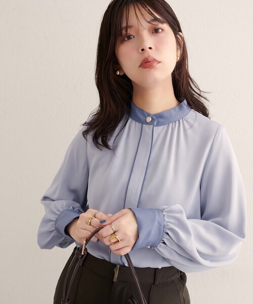 natural couture（ナチュラルクチュール）の「【WEB限定】バイカラーデザイン釦ブラウス（シャツ/ブラウス・レディース・アイボリー/チャコールグレー/オフホワイト/ピンク系その他/ネイビー/ブルー系その他/ベージュ・FREE）」の10枚目の写真