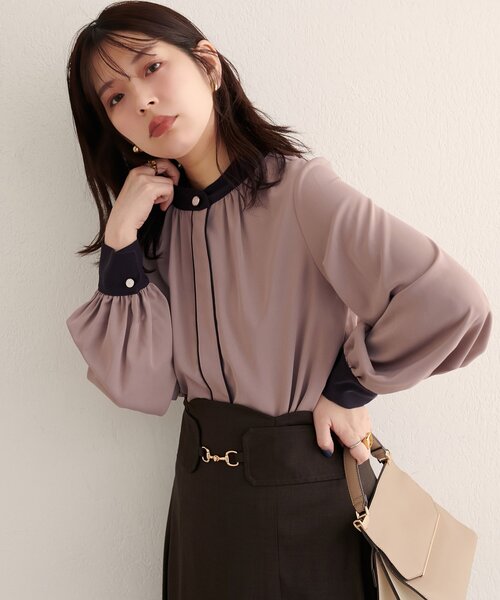 natural couture（ナチュラルクチュール）の「【WEB限定】バイカラーデザイン釦ブラウス（シャツ/ブラウス・レディース・アイボリー/チャコールグレー/オフホワイト/ピンク系その他/ネイビー/ブルー系その他/ベージュ・FREE）」の15枚目の写真